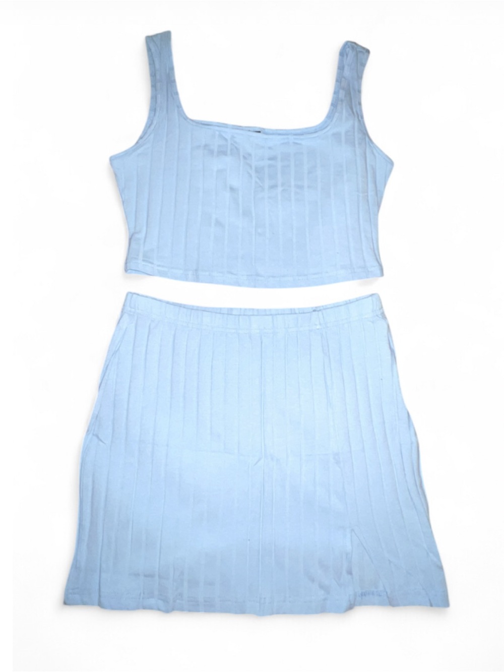 Women’s Ribbed Knit Light Blue Set